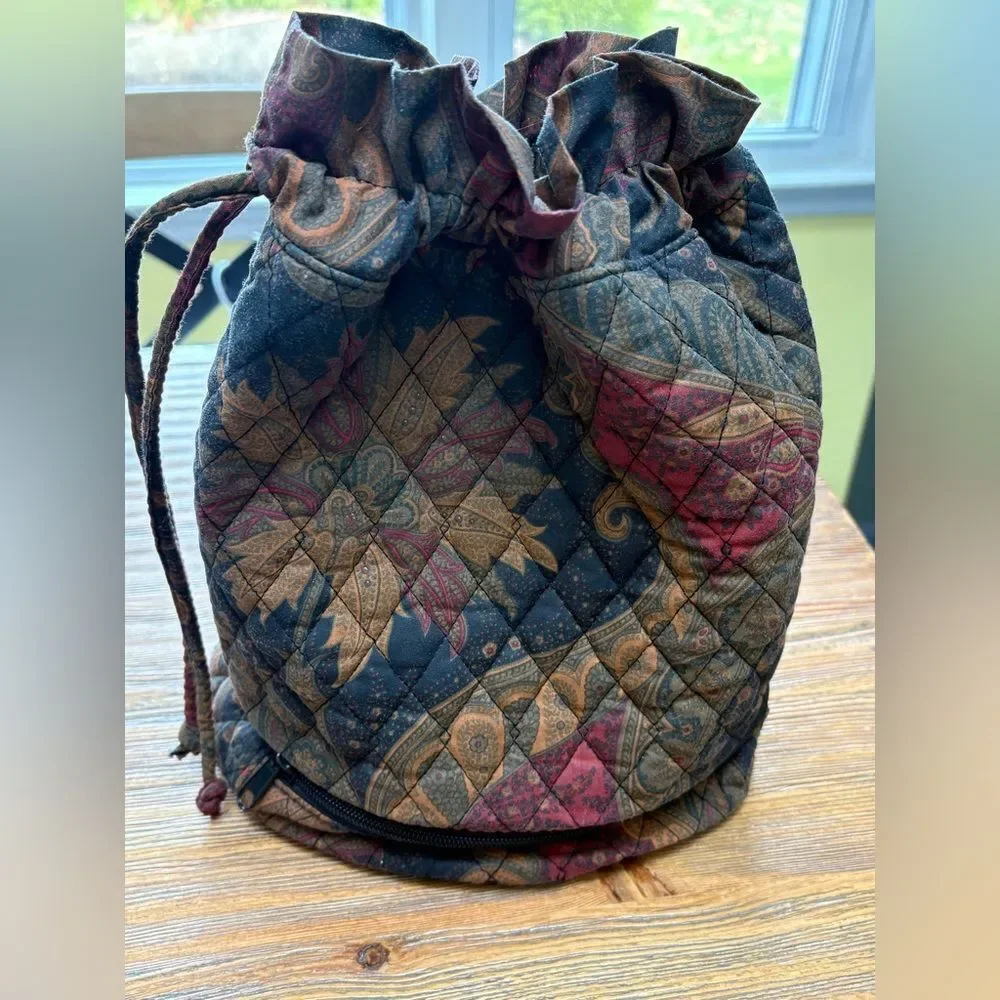 Paisley Quilted Drawstring Cosmetic Bag